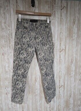 Veronica Beard Kate Skinny High Rise Nudes Wash Snakeskin Print Jeans 27